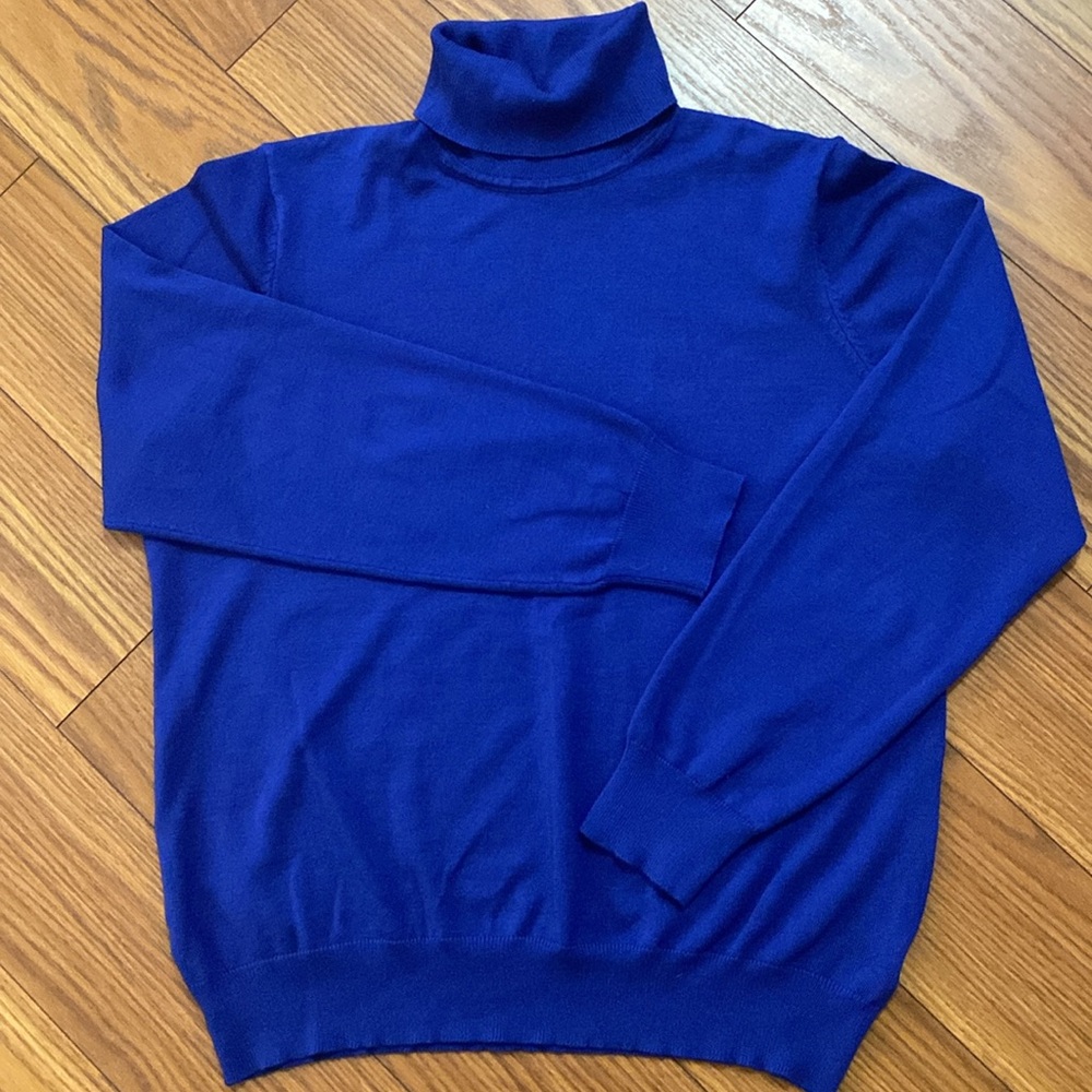 Madison Grey woman’s mock turtleneck sweater ribbed royal blue rayon blend XL - Picture 13 of 14
